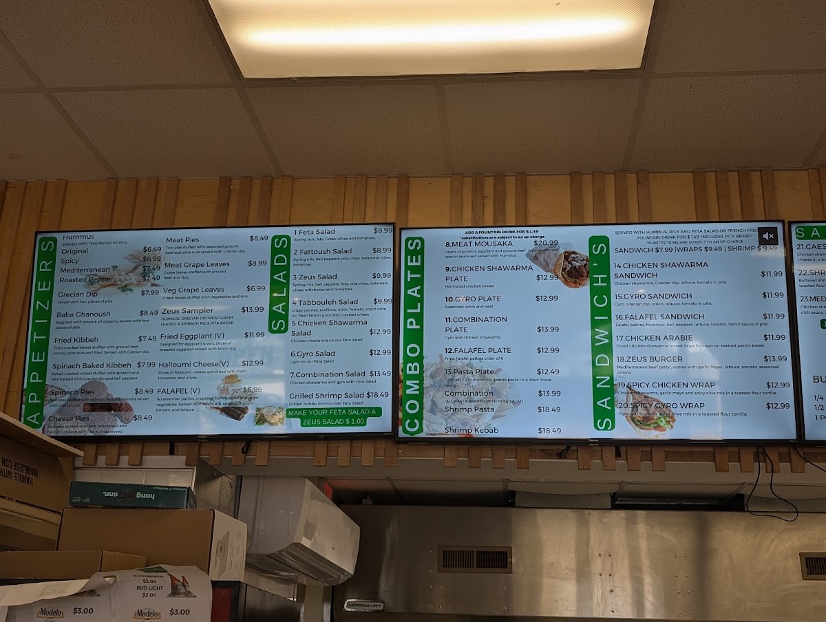 Zeus To Go | Greek • Lebanese menu board
