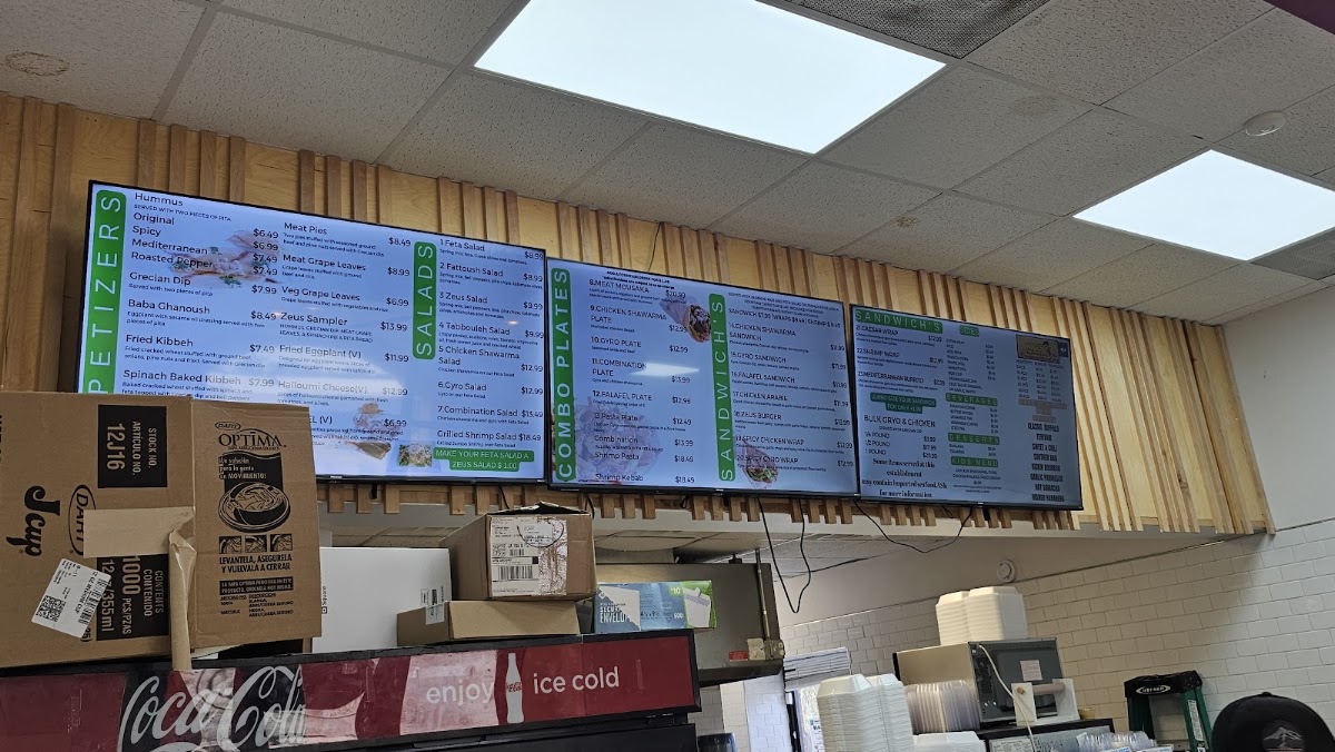 Zeus To Go | Greek • Lebanese menu board