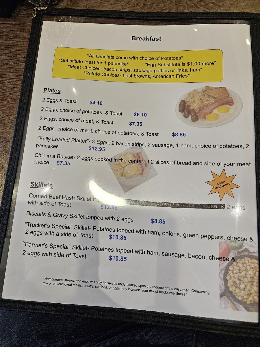 Maribel Country Diner menu board