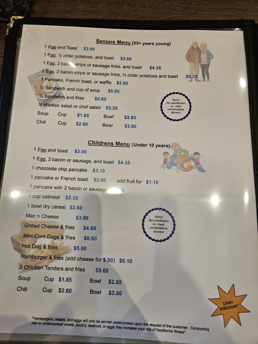 Maribel Country Diner menu board