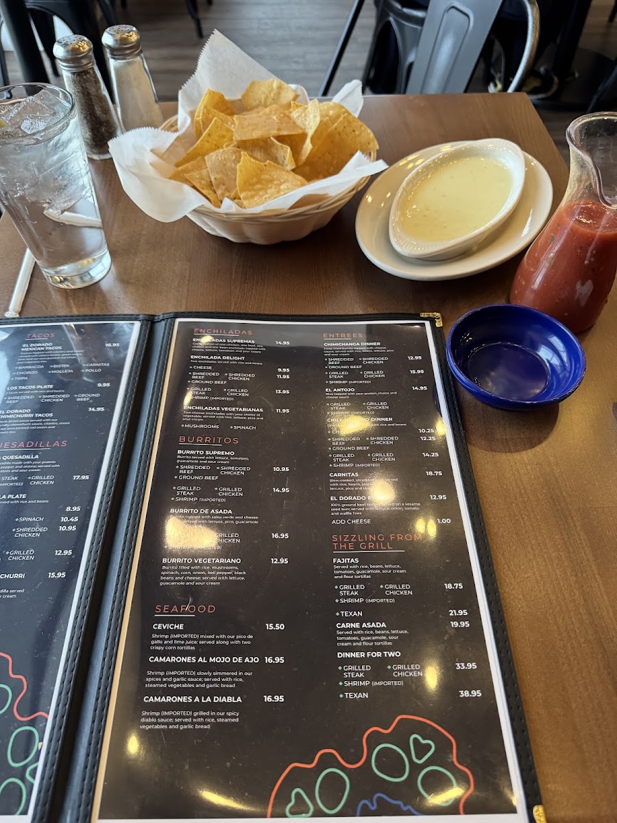 El Dorado Bar & Grill menu board