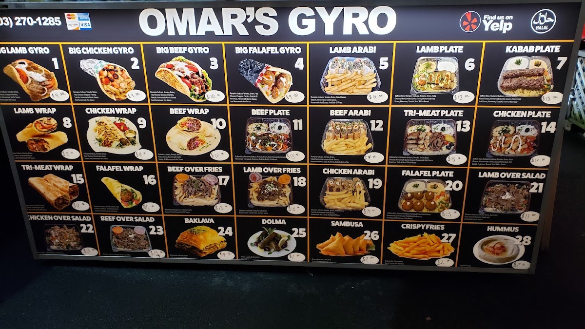 Omar’s Gyro menu board
