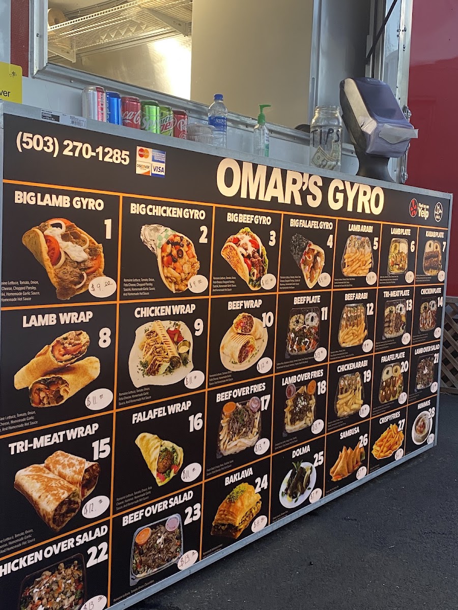 Omar’s Gyro menu board