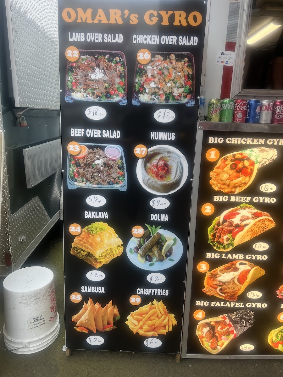 Omar’s Gyro menu board