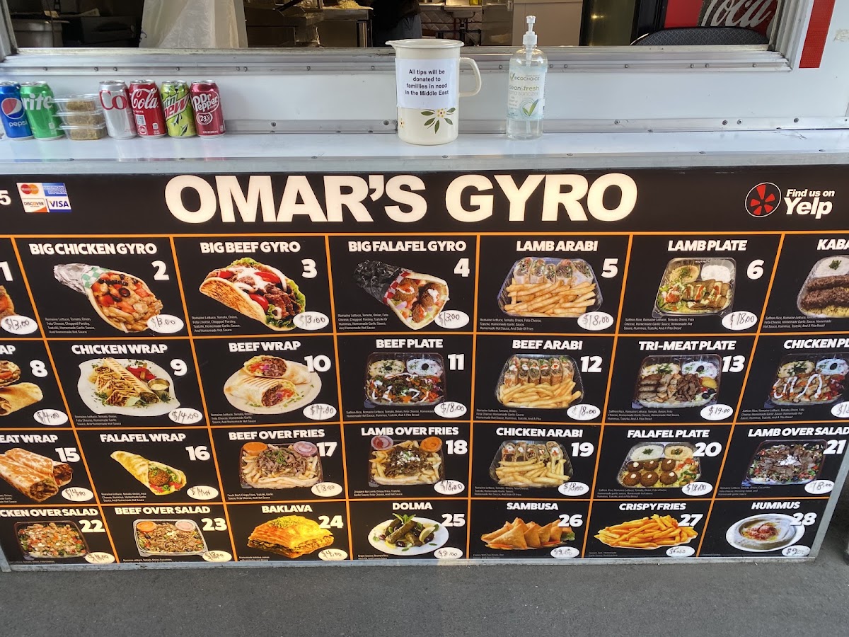 Omar’s Gyro menu board