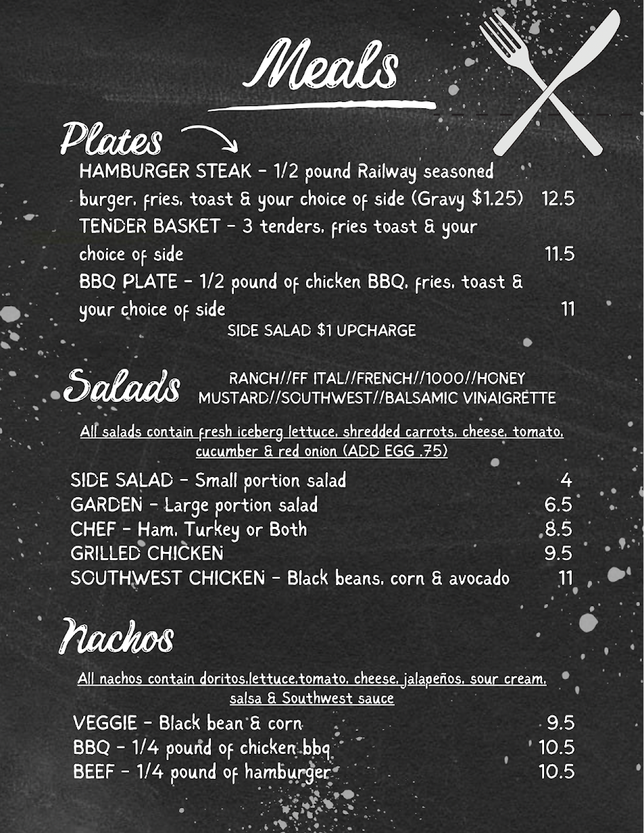 Railway Café menu board