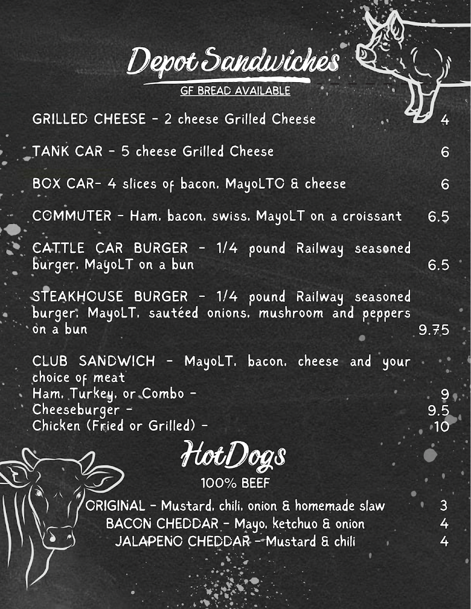 Railway Café menu board