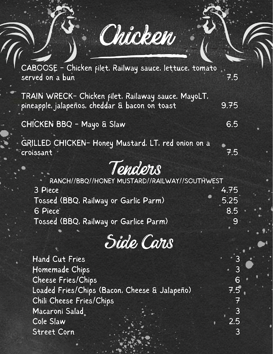 Railway Café menu board