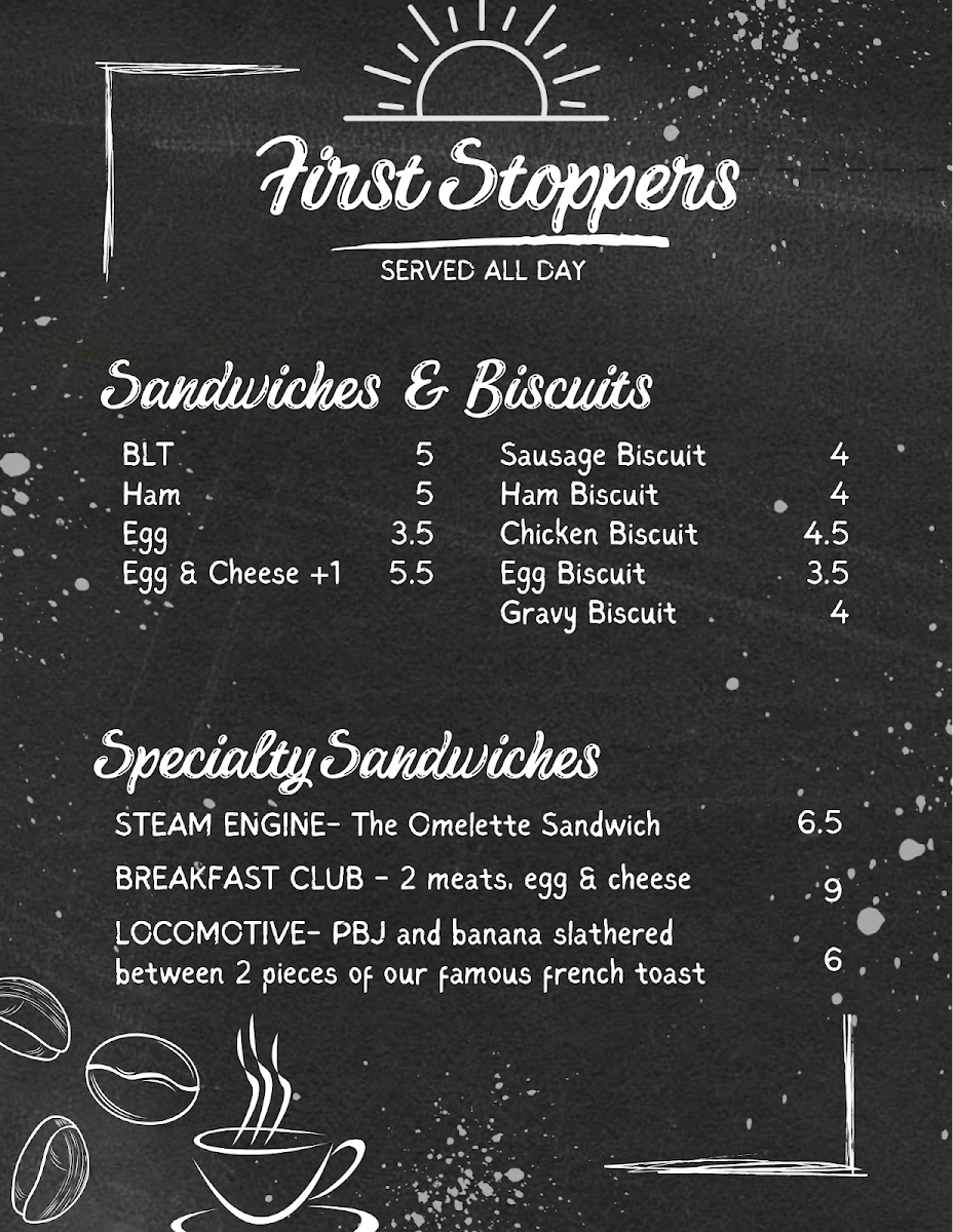 Railway Café menu board
