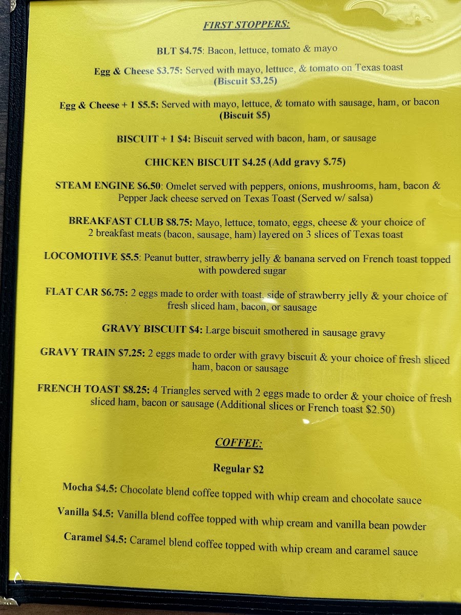 Railway Café menu board