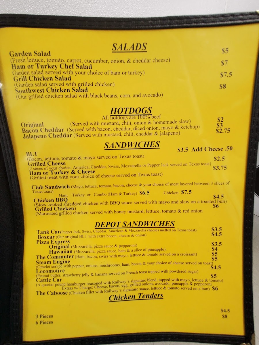 Railway Café menu board