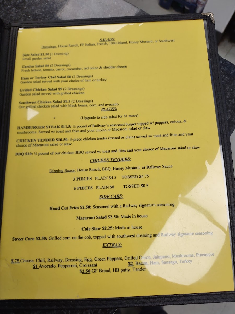 Railway Café menu board