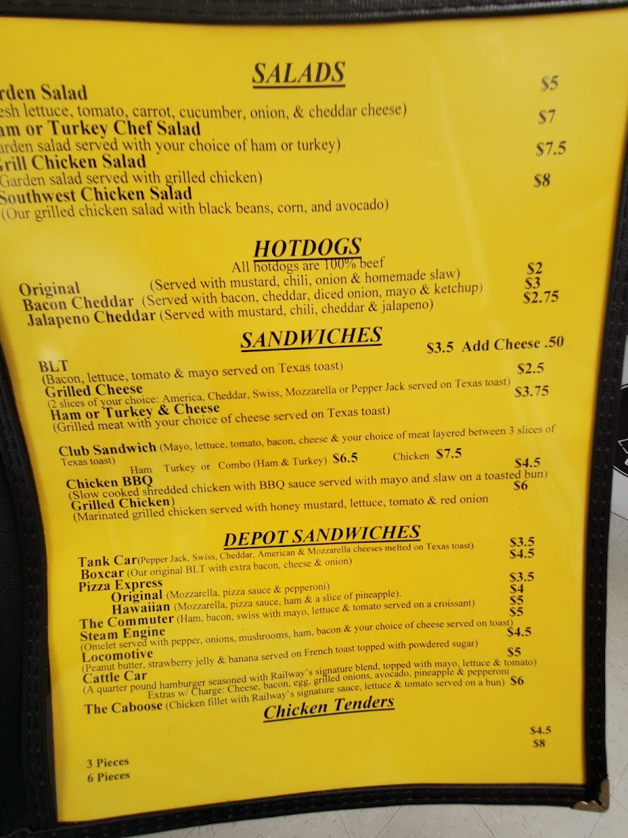 Railway Café menu board