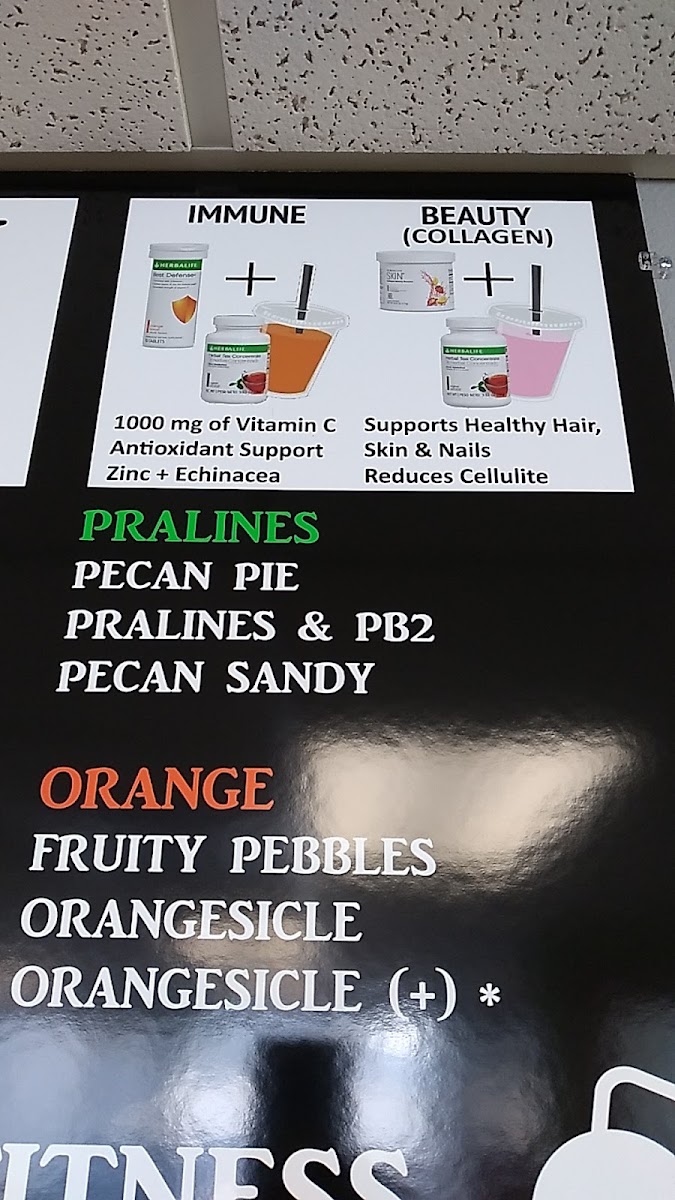 Nutrition For All menu board