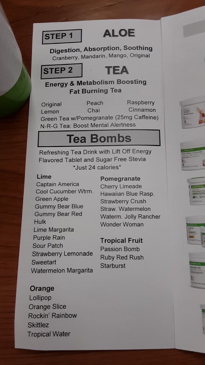 Nutrition For All menu board