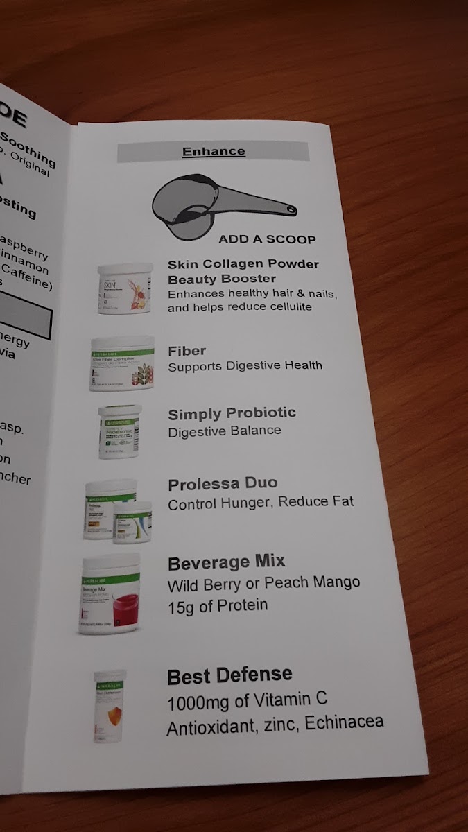 Nutrition For All menu board
