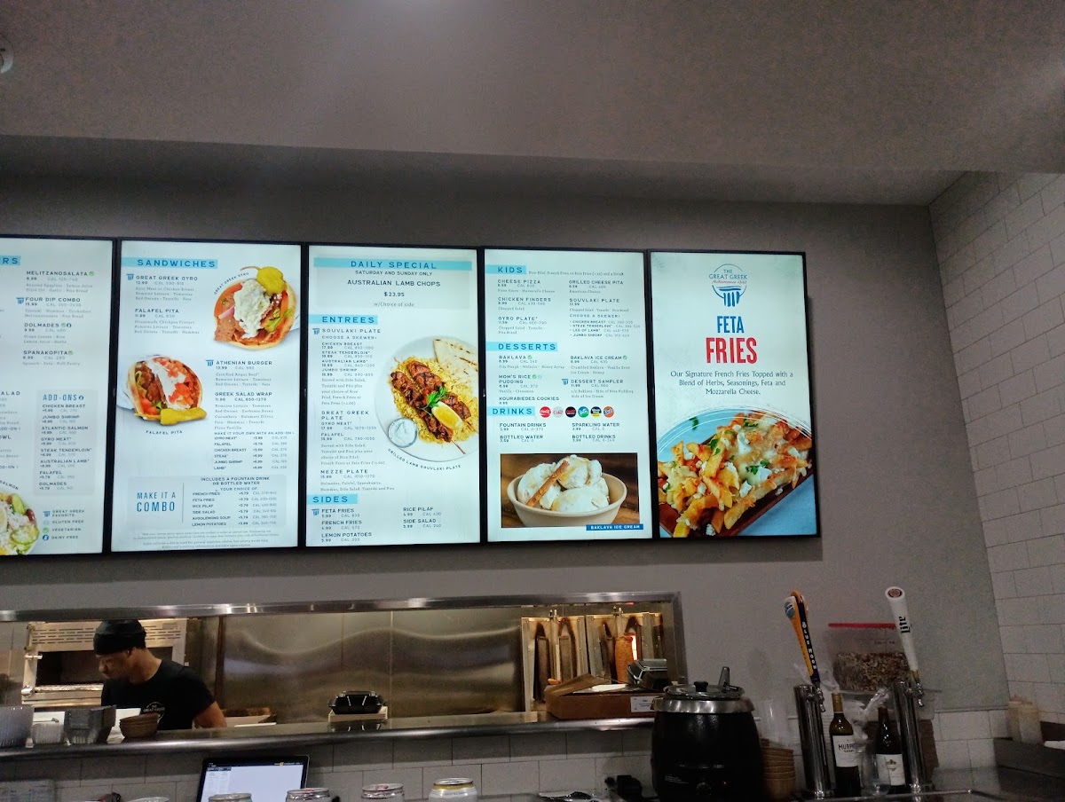 The Great Greek Mediterranean Grill - Crown Point, IN menu board