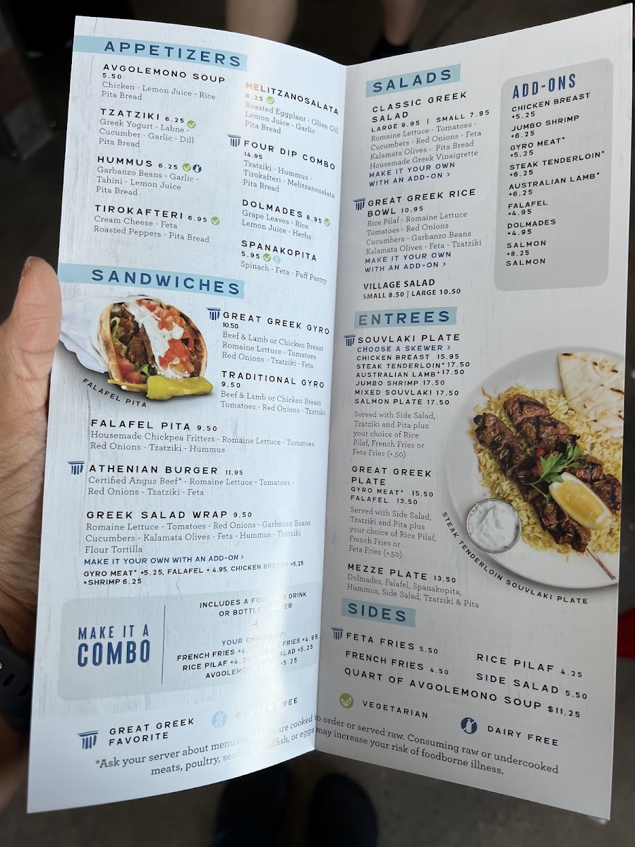 The Great Greek Mediterranean Grill - Crown Point, IN menu board