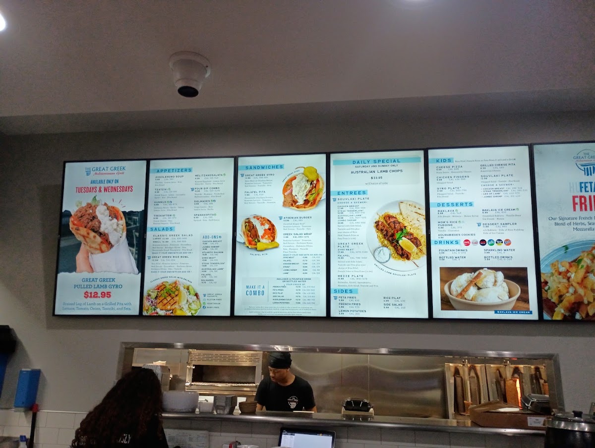 The Great Greek Mediterranean Grill - Crown Point, IN menu board