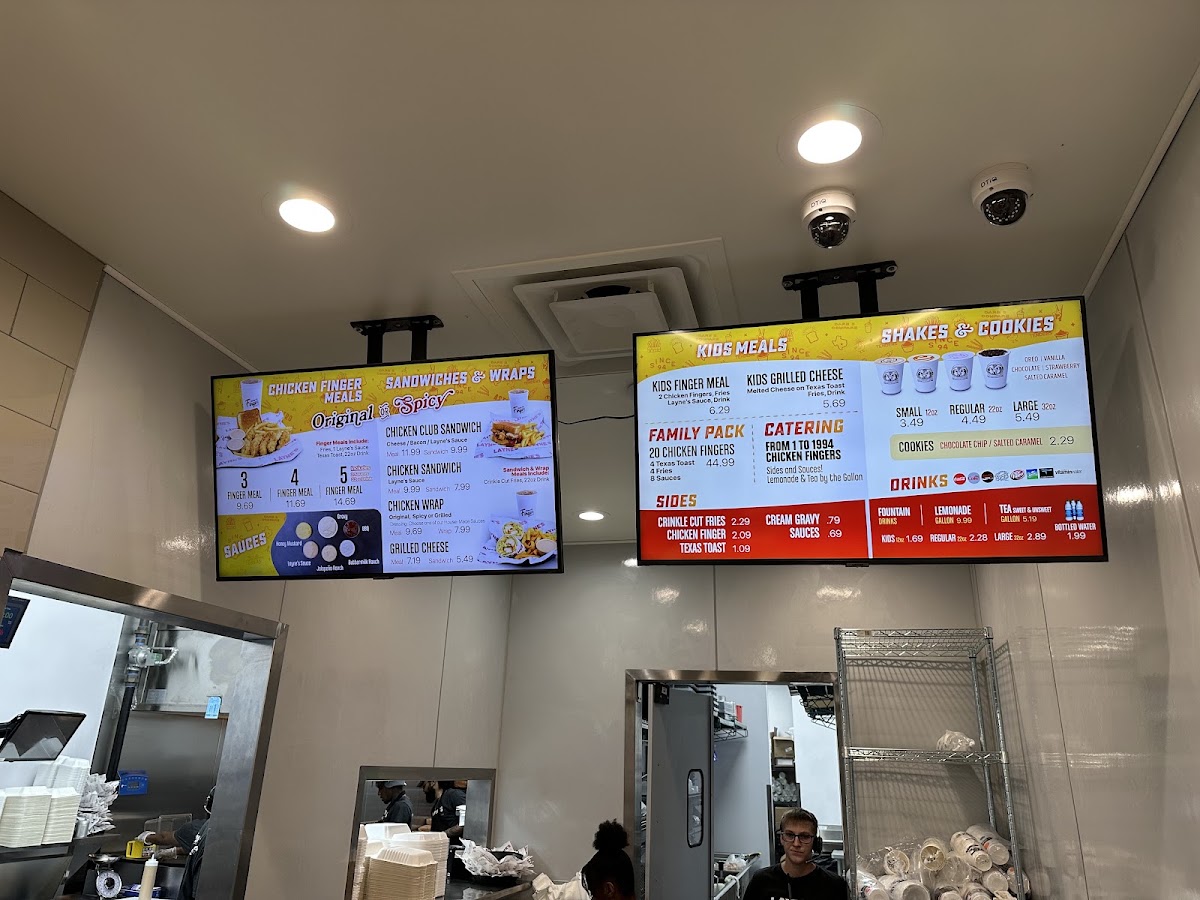 Layne's Chicken Fingers - Roswell menu board