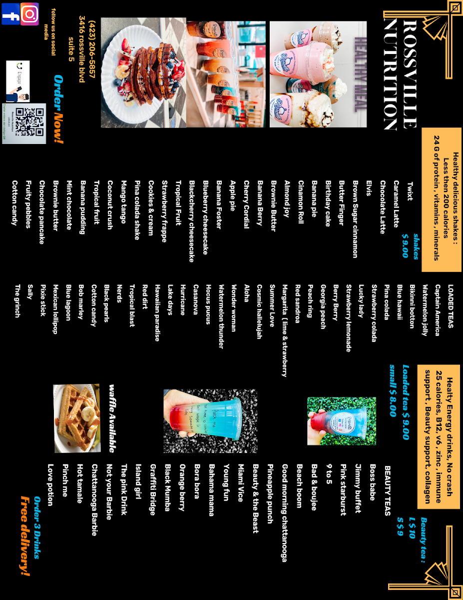 Rossville Nutrition menu board