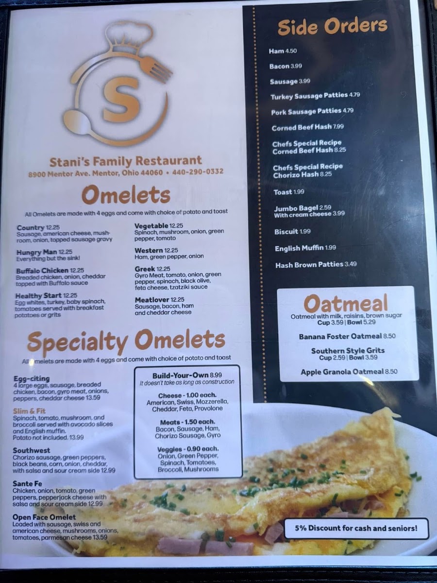 Stani’s Family Restaurant menu board