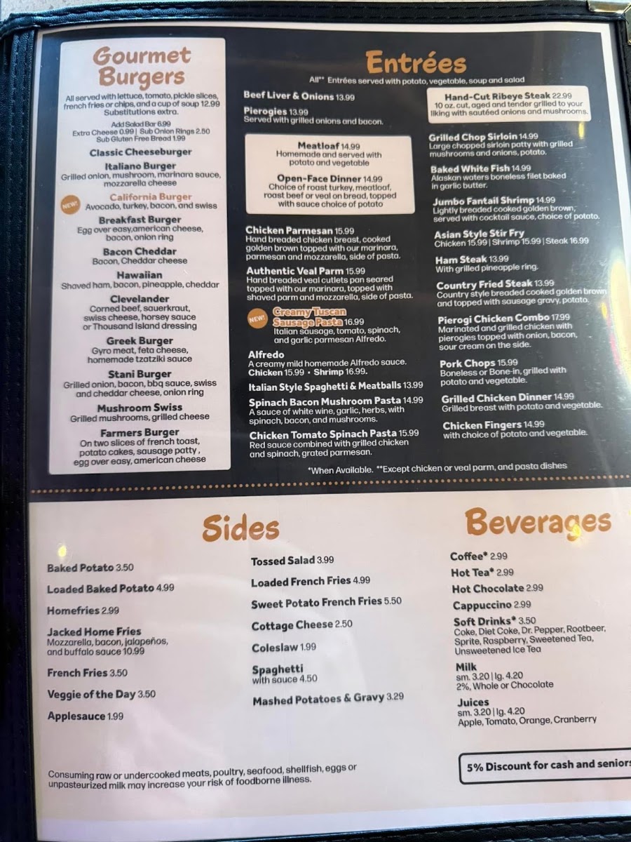 Stani’s Family Restaurant menu board