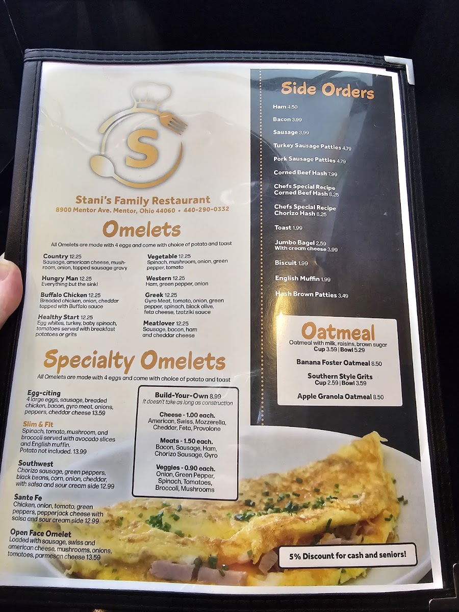 Stani’s Family Restaurant menu board