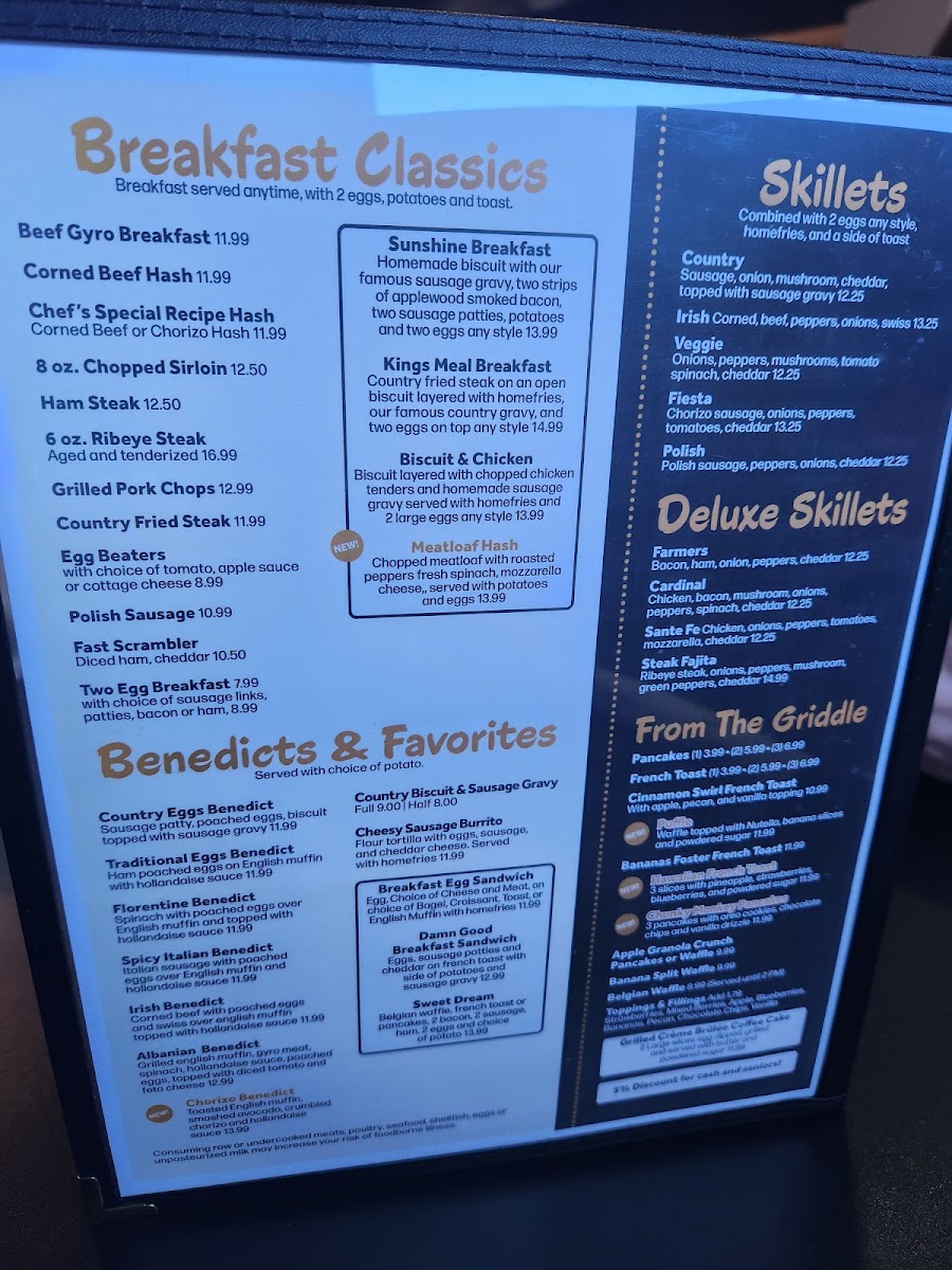 Stani’s Family Restaurant menu board