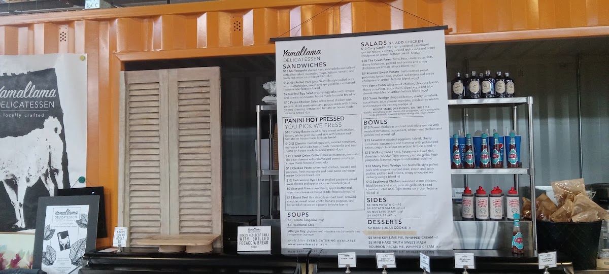 Yamallama Delicatessen menu board