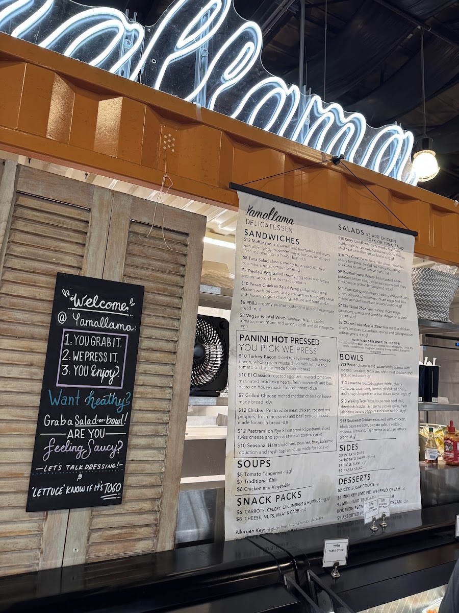 Yamallama Delicatessen menu board