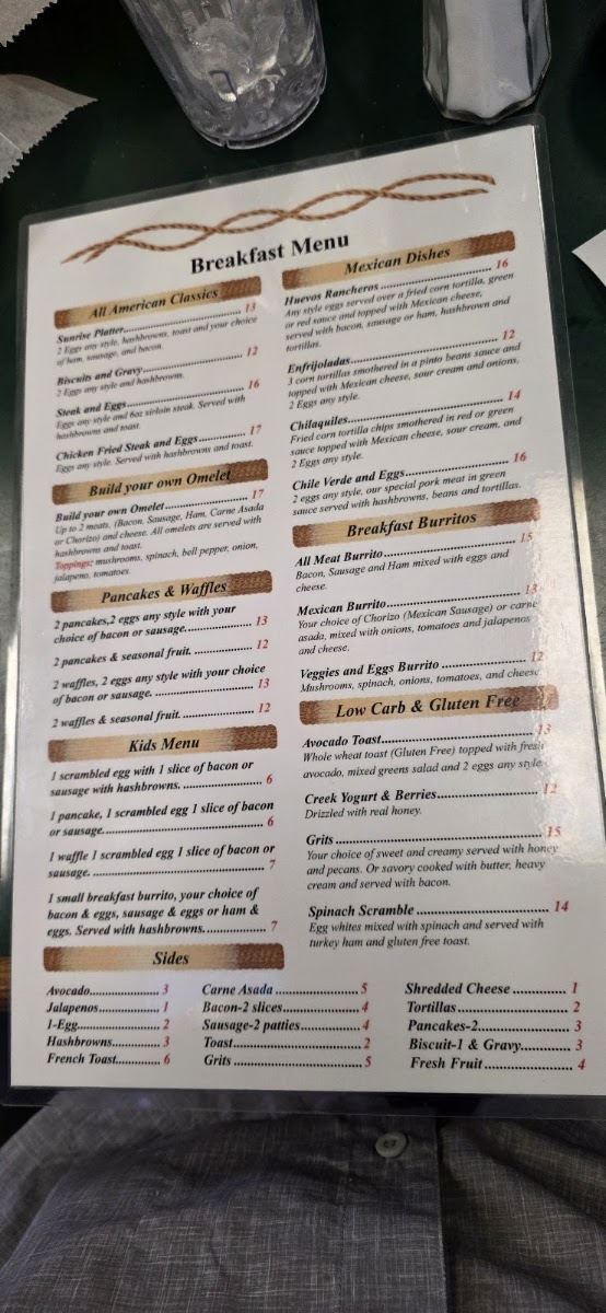 El Rodeo Authentic Mexican Restaurant menu board