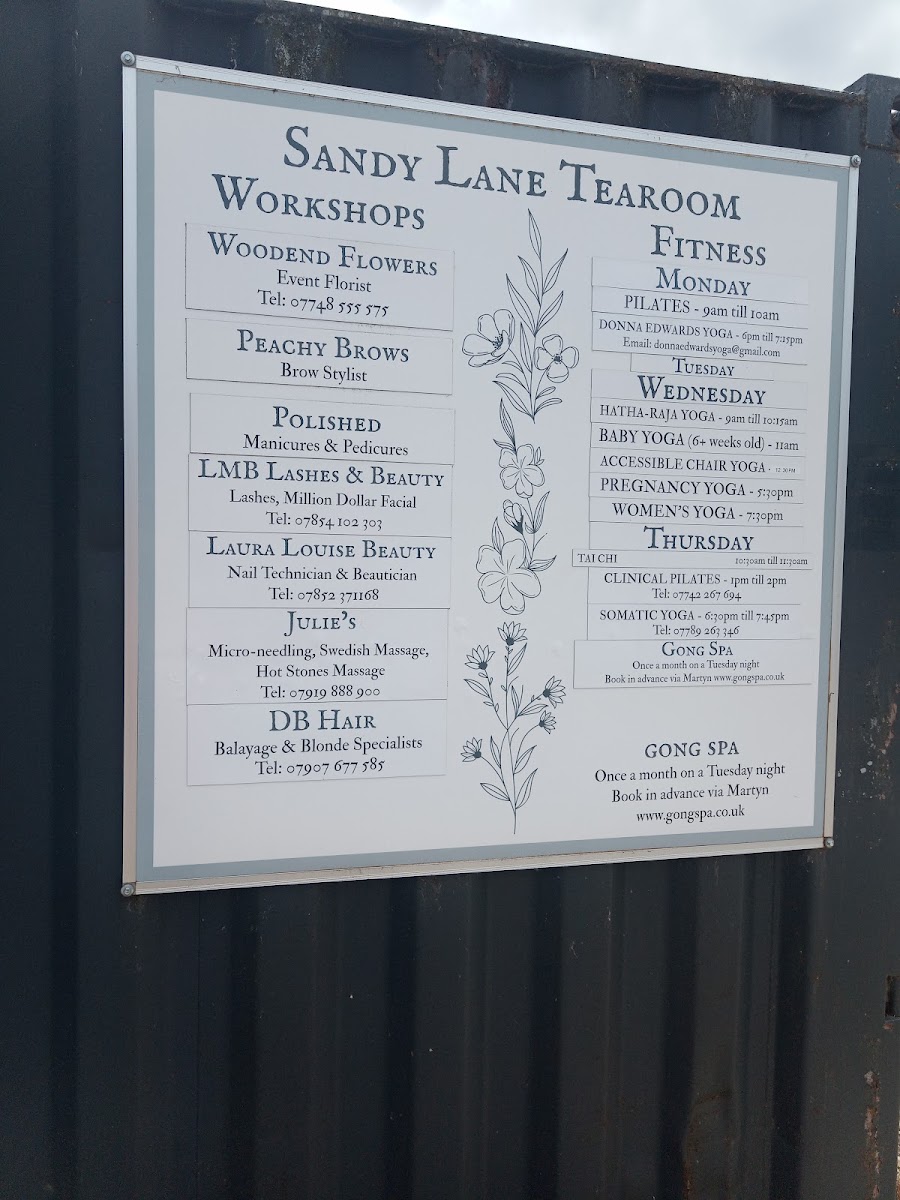 Sandy Lane Tea Room menu board