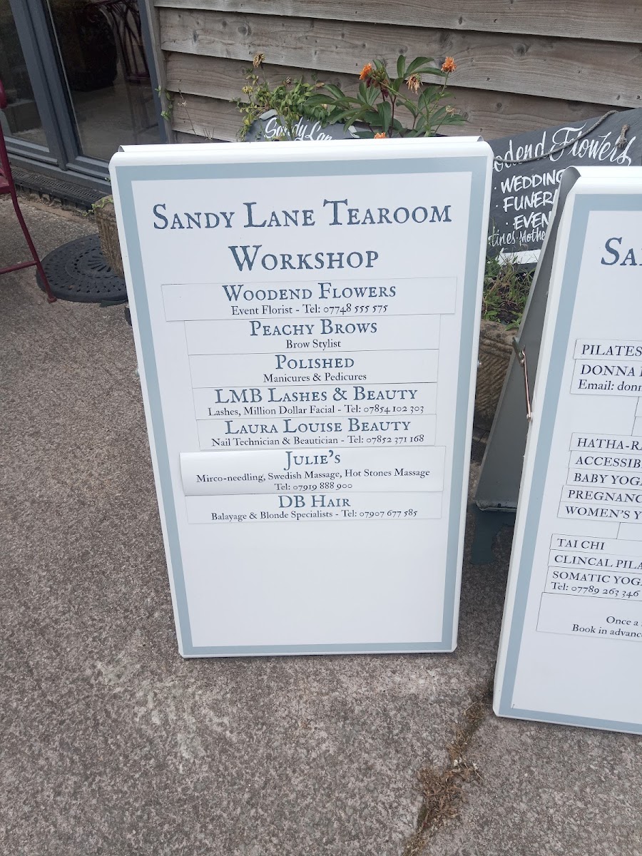 Sandy Lane Tea Room menu board