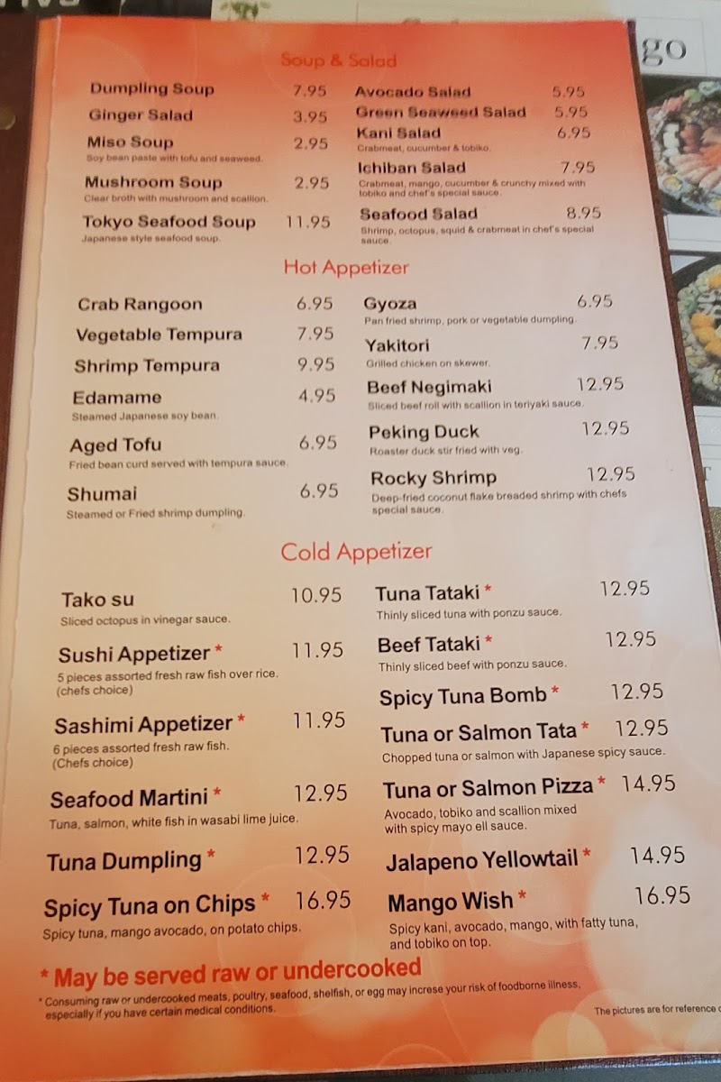 Golden Mango menu board