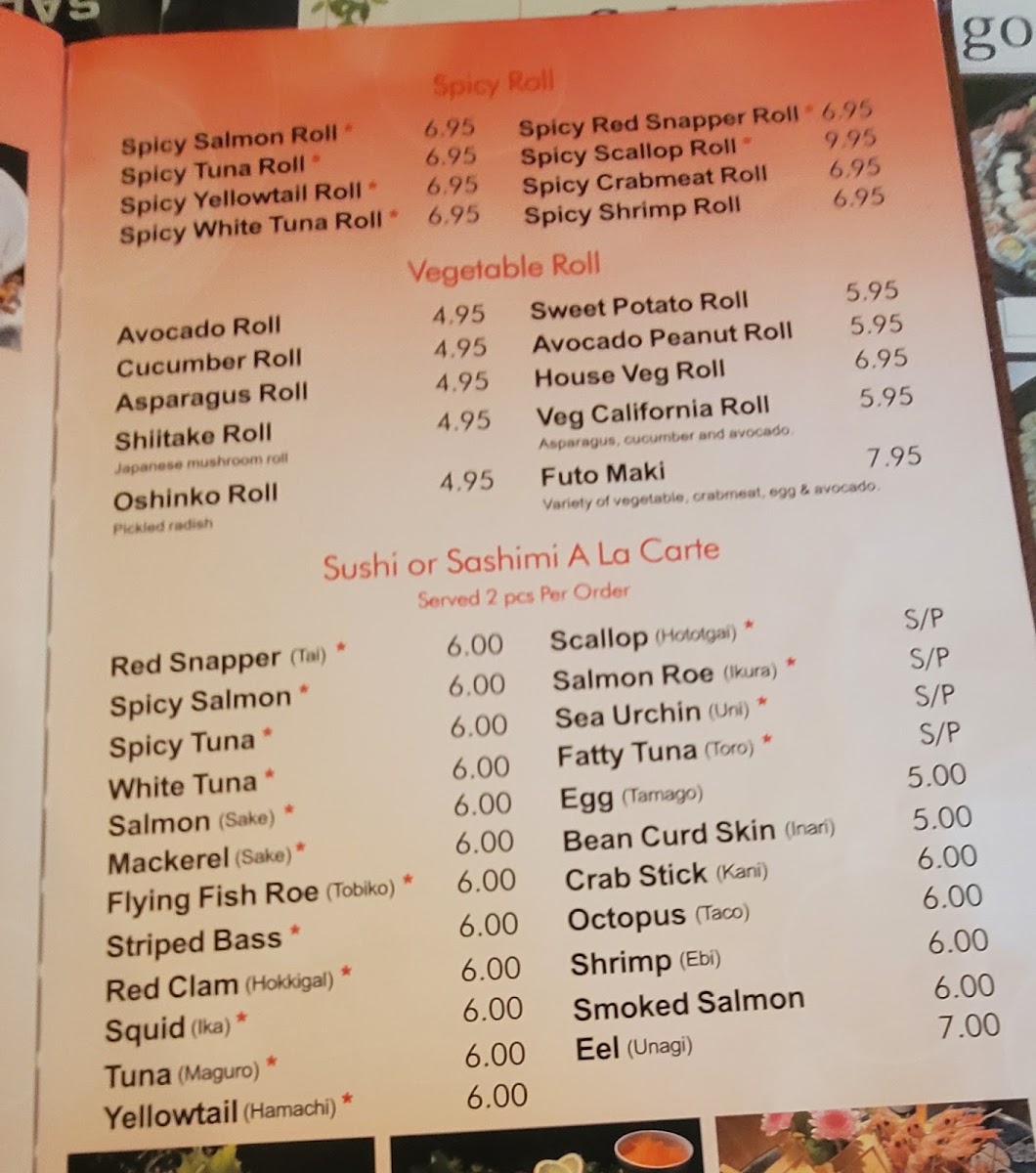 Golden Mango menu board