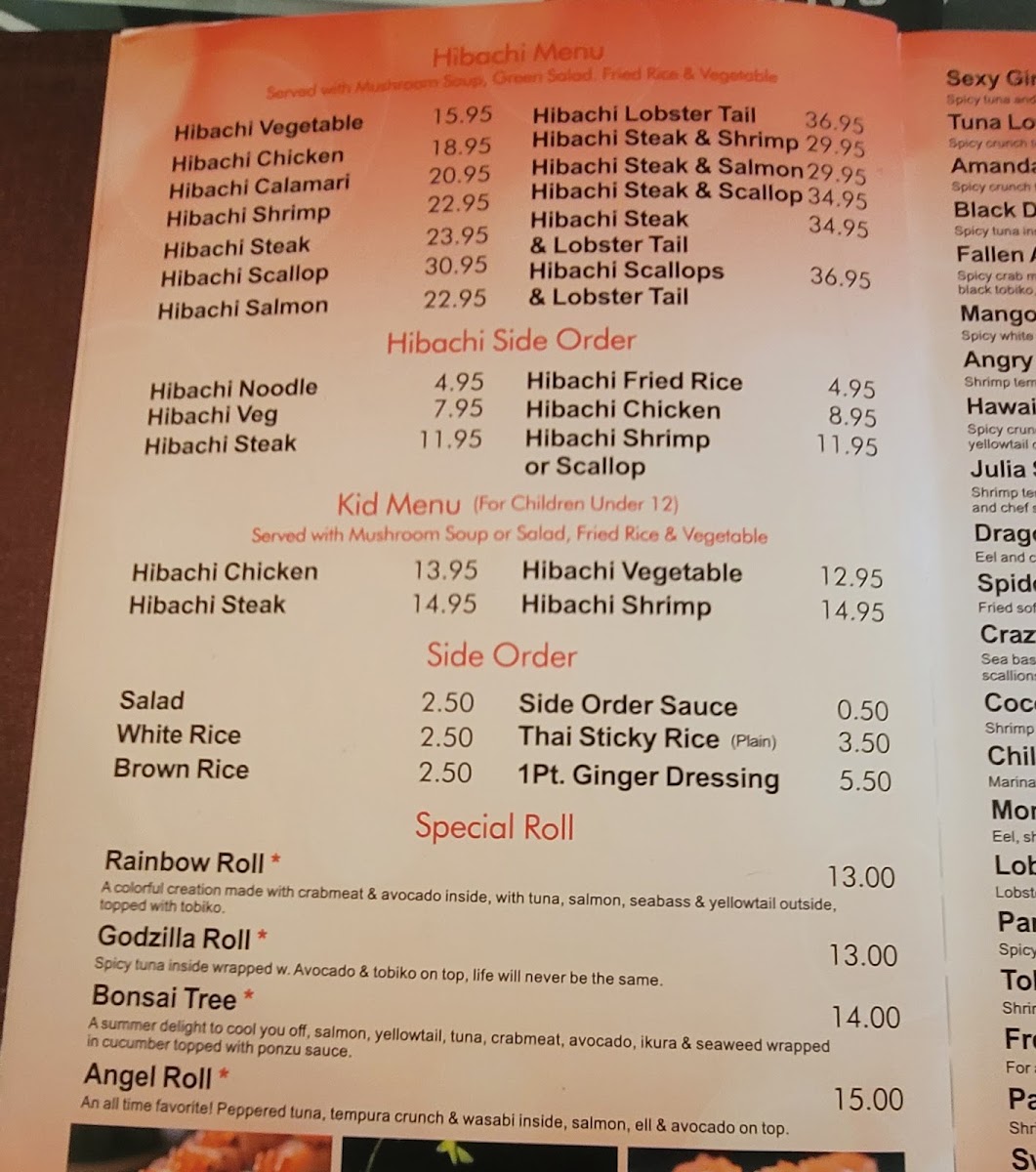 Golden Mango menu board