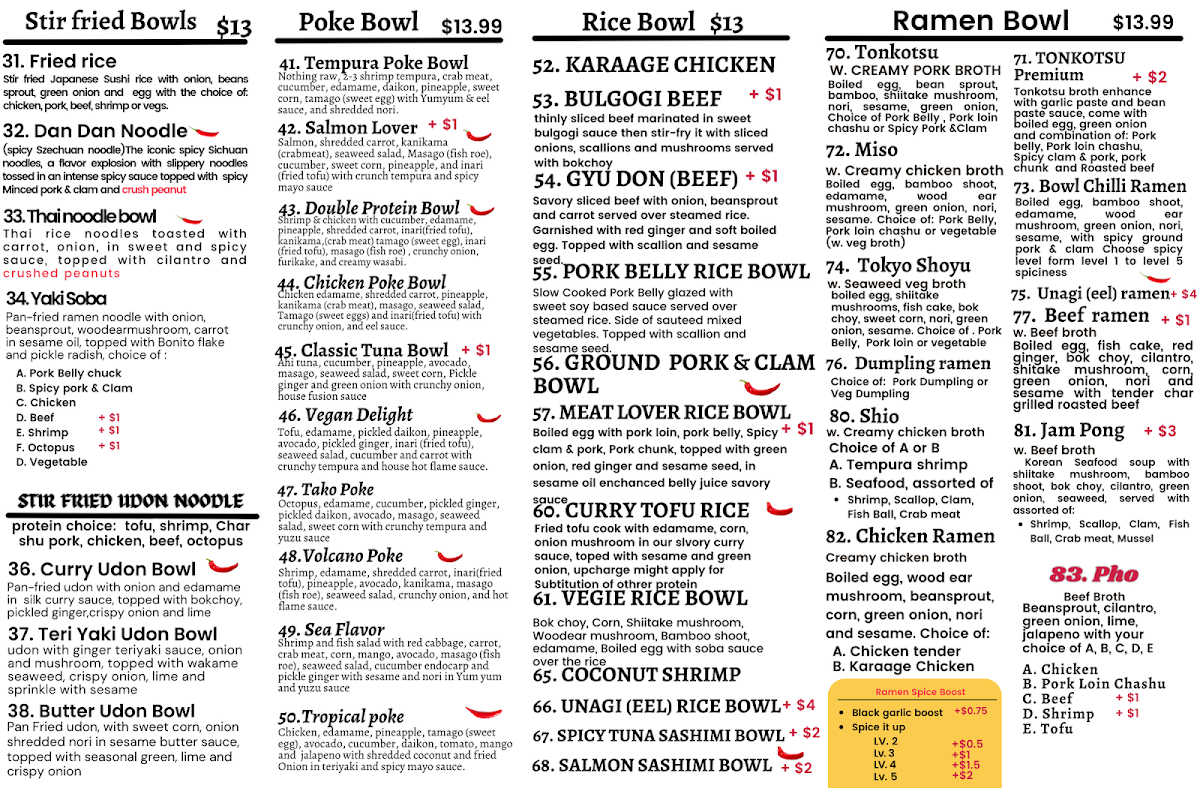 Bowl Boba Gahanna menu board
