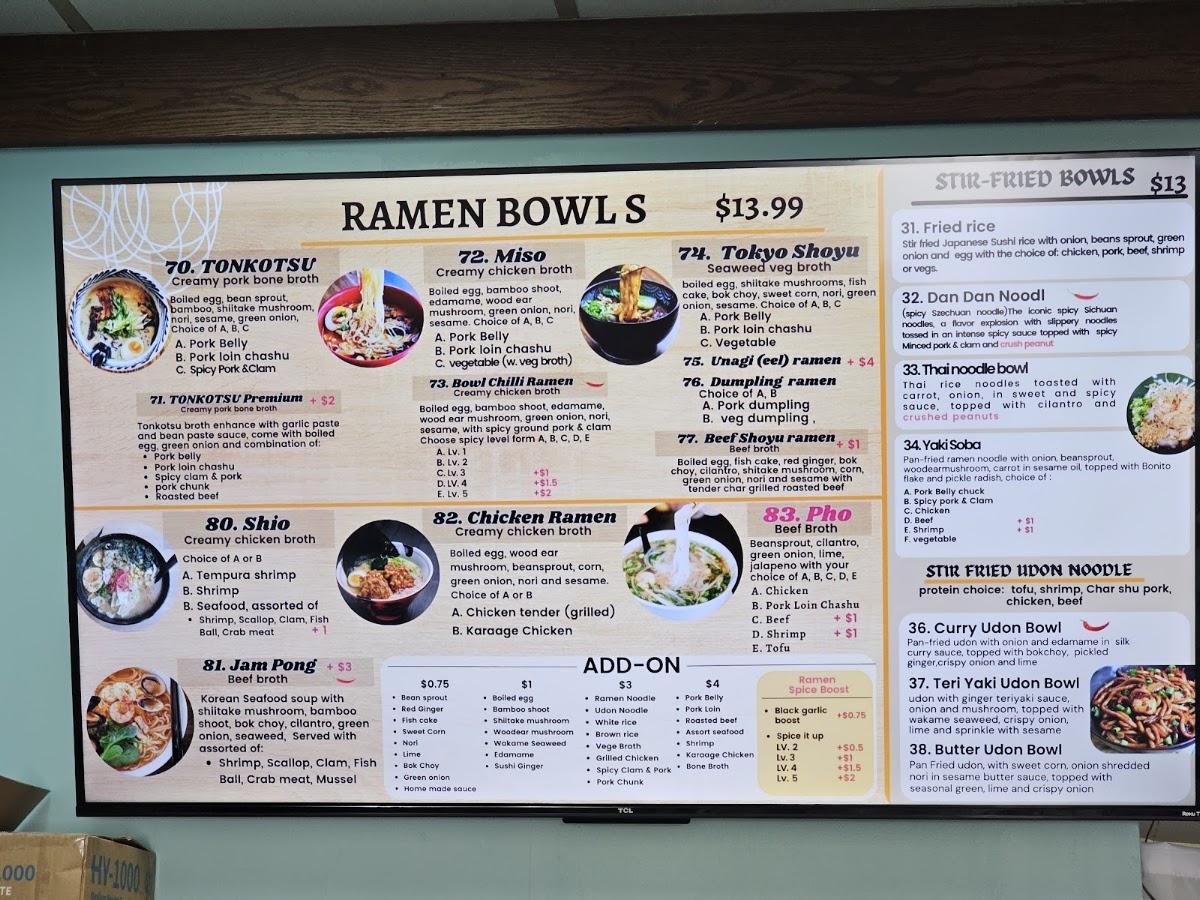 Bowl Boba Gahanna menu board