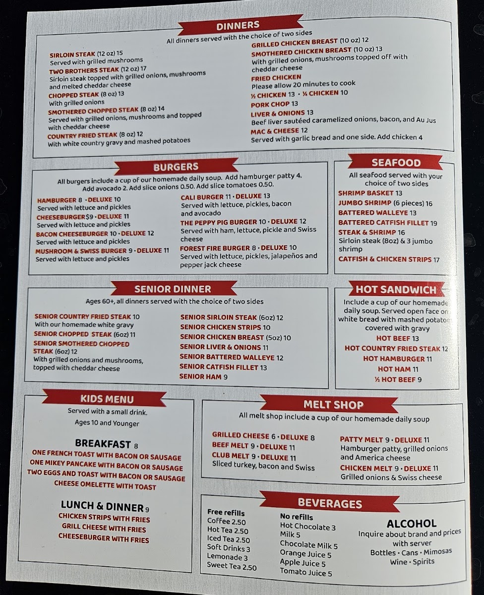 Two Brothers Cafe menu board