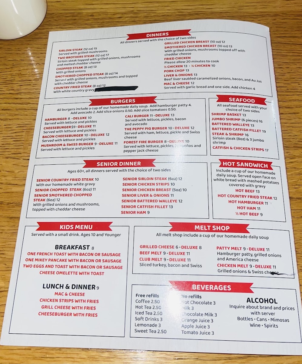 Two Brothers Cafe menu board