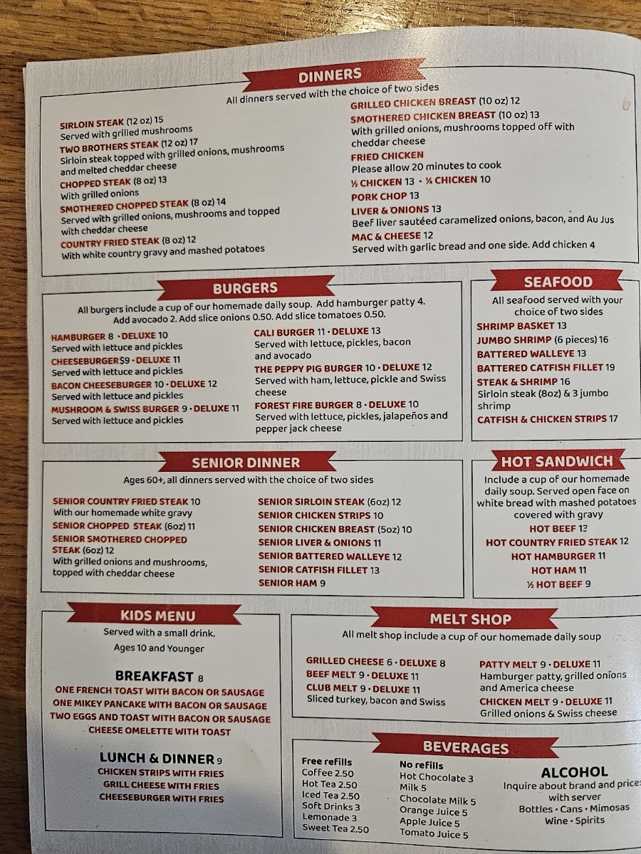 Two Brothers Cafe menu board