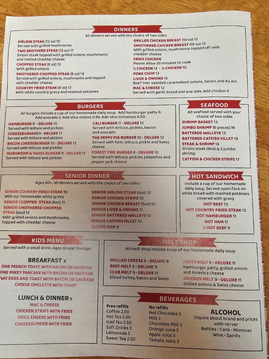 Two Brothers Cafe menu board
