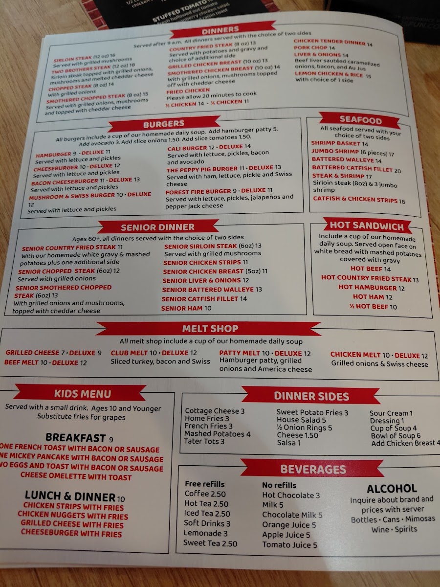 Two Brothers Cafe menu board