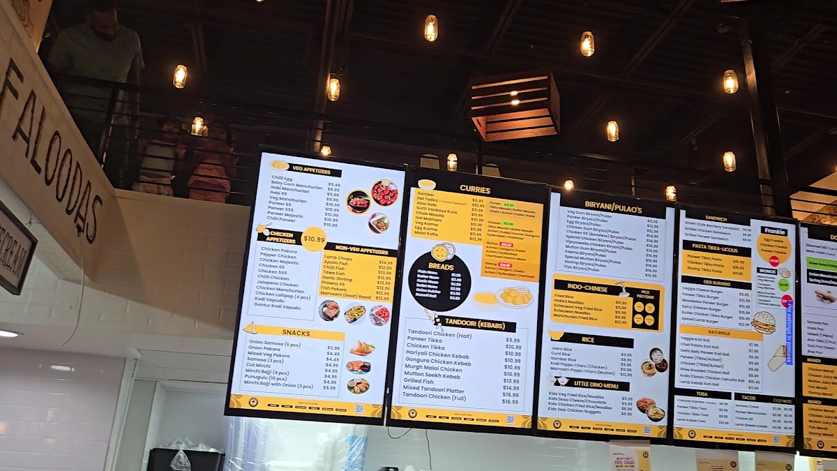 Desi District - Prosper, TX menu board