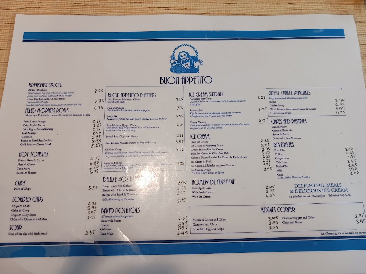 Buon Appetito menu board