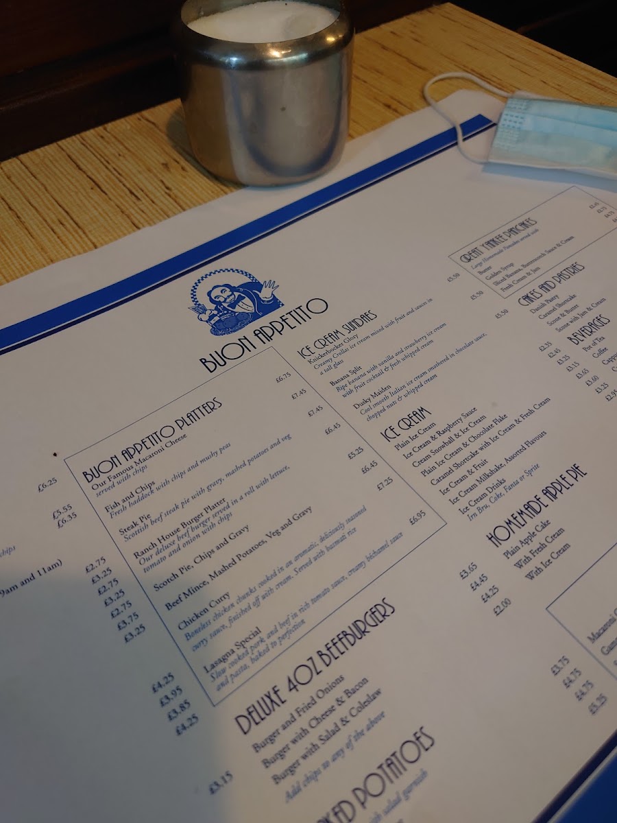 Buon Appetito menu board