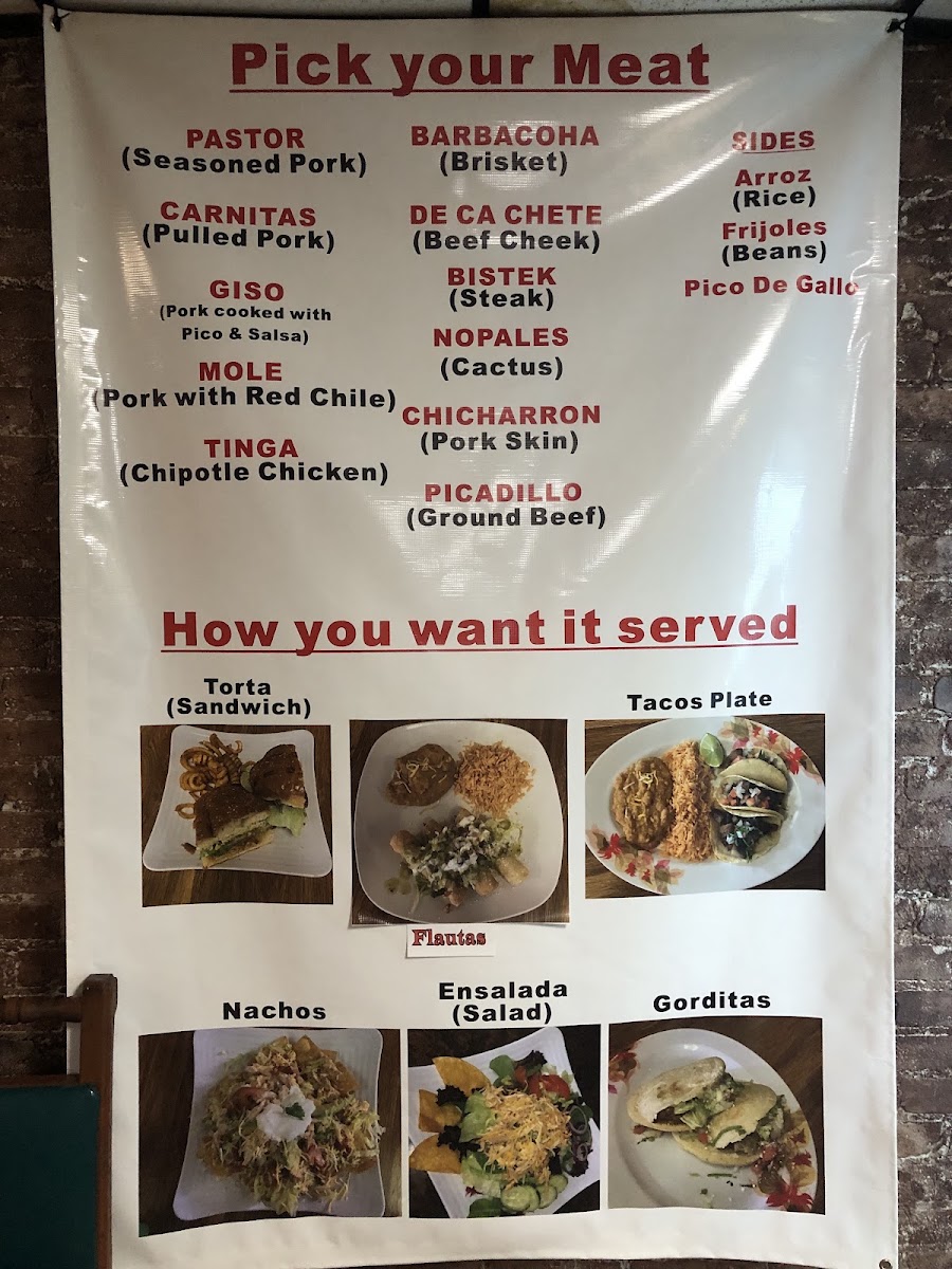 Tellez Taqueria menu board