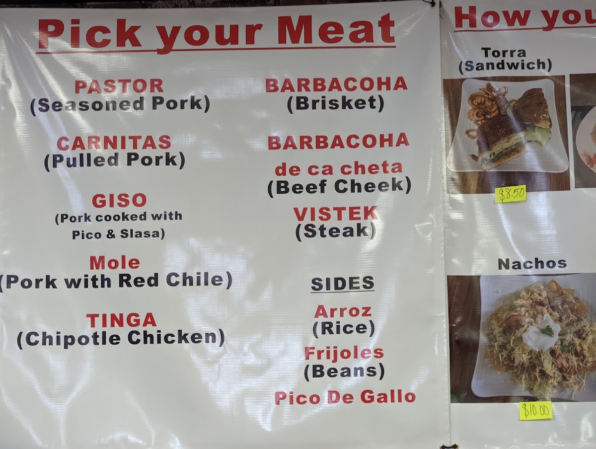 Tellez Taqueria menu board