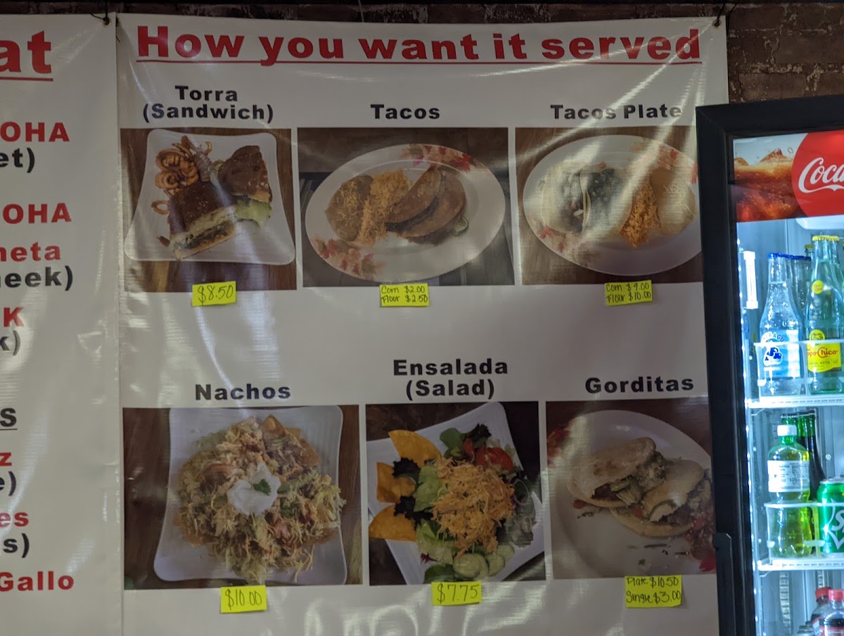 Tellez Taqueria menu board